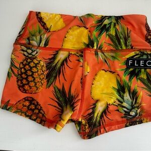 FLEO Women's Orange Pineapple Print Shorts